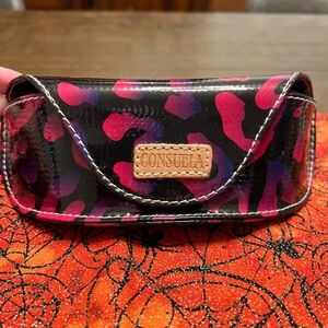 New without Tags.  Consuela Black, Pink and Purple Leopard Sunglass Case